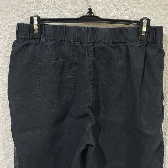 Quince Pants Women Medium Black Linen Wide Leg Baggy Minimalist Lagenlook - Picture 5 of 9